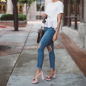 Pink Velvet Heeled Sandal